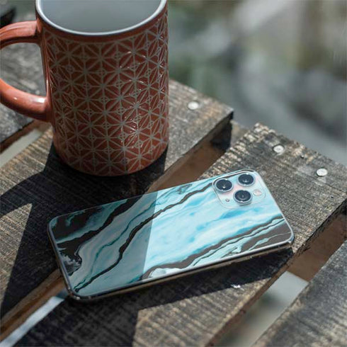 Aqua Blue Marble Ink iPhone 11 Pro Skin