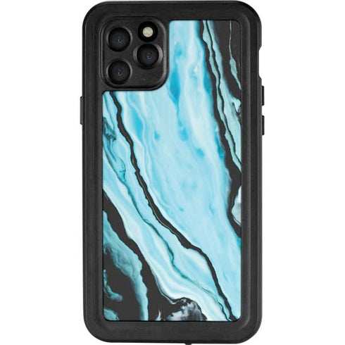 Aqua Blue Marble Ink iPhone 11 Pro Waterproof Case
