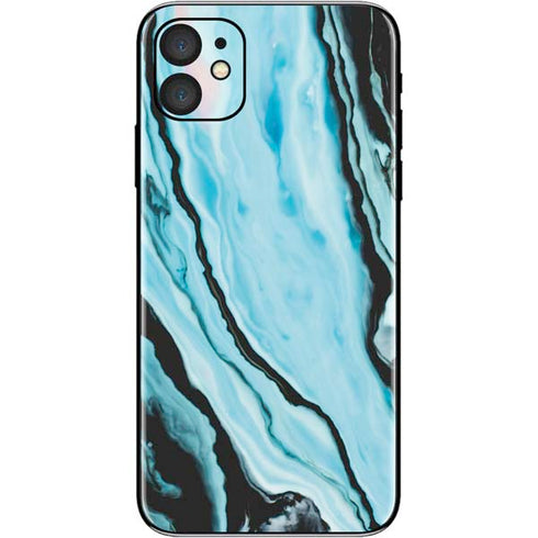 Aqua Blue Marble Ink iPhone 11 Skin
