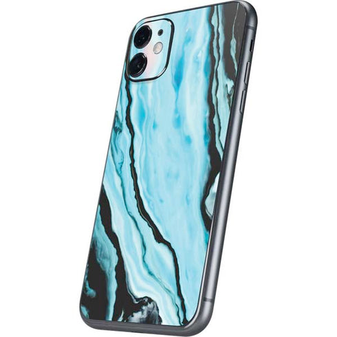 Aqua Blue Marble Ink iPhone 11 Skin