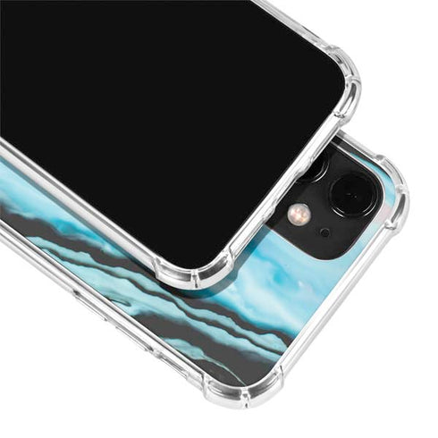 Aqua Blue Marble Ink iPhone 12 Clear Case
