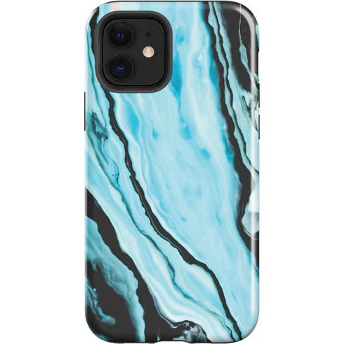 Aqua Blue Marble Ink iPhone 12 Impact Case