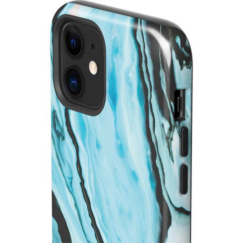 Aqua Blue Marble Ink iPhone 12 Impact Case