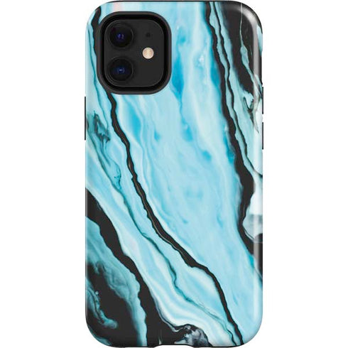 Aqua Blue Marble Ink iPhone 12 Mini Impact Case