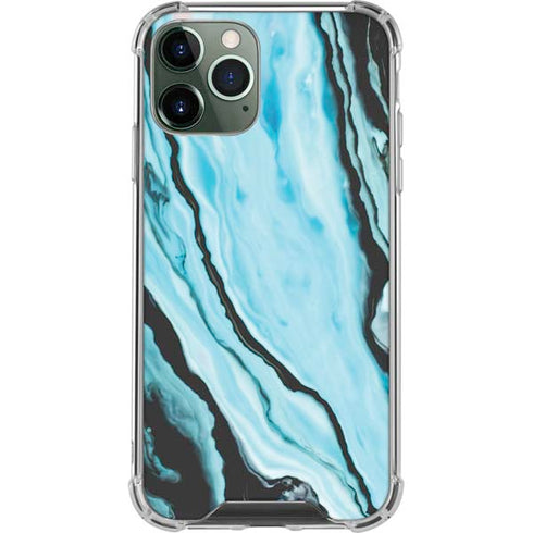 Aqua Blue Marble Ink iPhone 12 Pro Max Clear Case