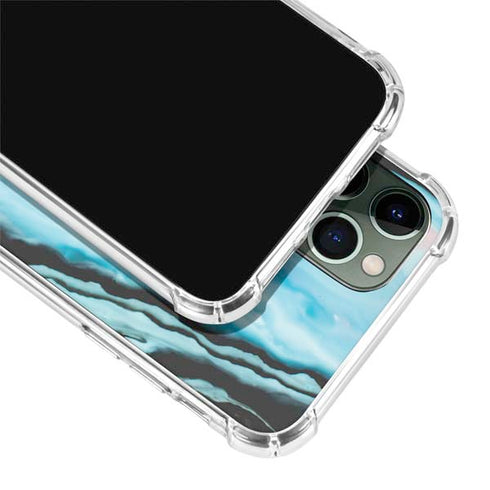 Aqua Blue Marble Ink iPhone 12 Pro Max Clear Case