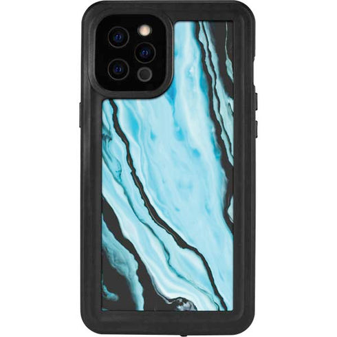 Aqua Blue Marble Ink iPhone 12 Pro Max Waterproof Case