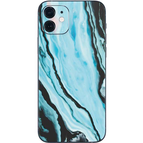 Aqua Blue Marble Ink iPhone 12 Skin