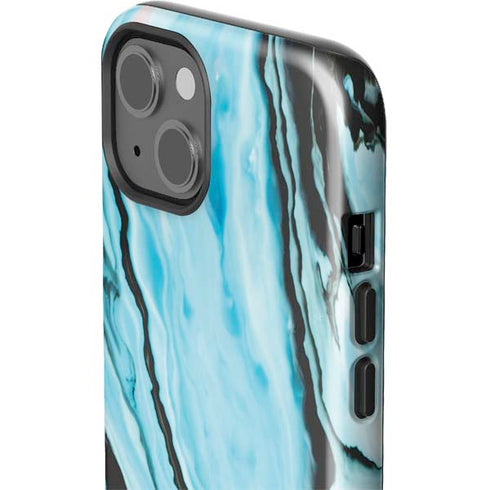 Aqua Blue Marble Ink iPhone 13 Impact Case