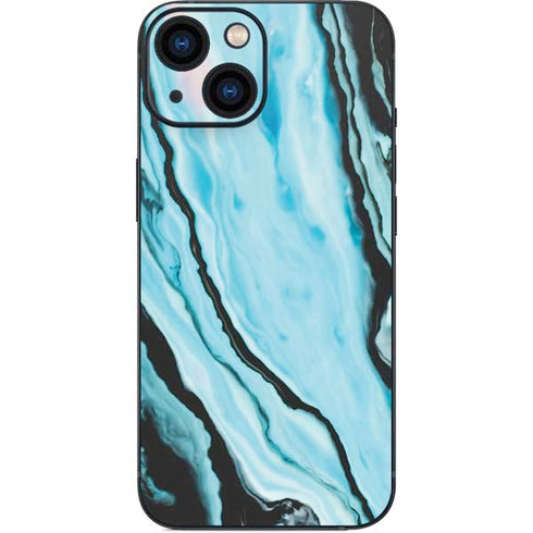 Aqua Blue Marble Ink iPhone 13 Mini Skin