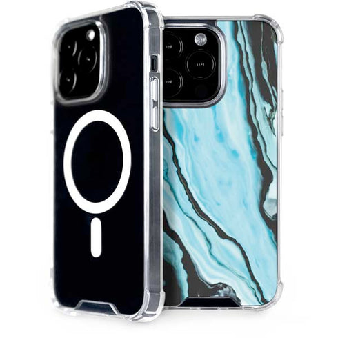 Aqua Blue Marble Ink iPhone 13 Pro MagSafe Case