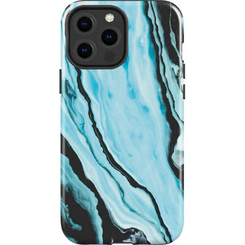 Aqua Blue Marble Ink iPhone 13 Pro Max Impact Case