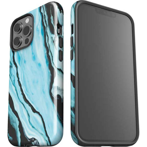 Aqua Blue Marble Ink iPhone 13 Pro Max Impact Case