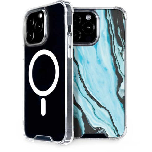 Aqua Blue Marble Ink iPhone 13 Pro Max MagSafe Case