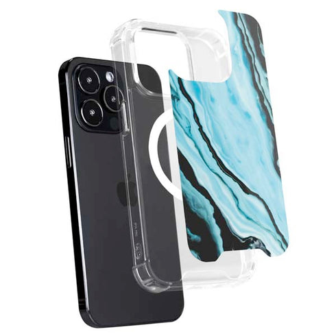 Aqua Blue Marble Ink iPhone 13 Pro Max MagSafe Case