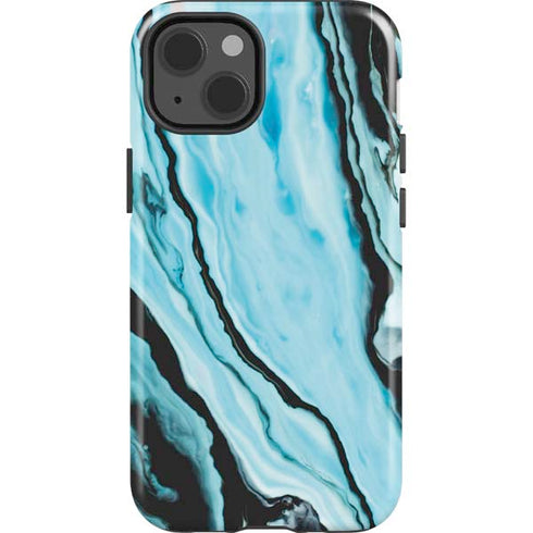 Aqua Blue Marble Ink iPhone 15 Impact Case