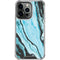 Aqua Blue Marble Ink iPhone 15 Pro Clear Case