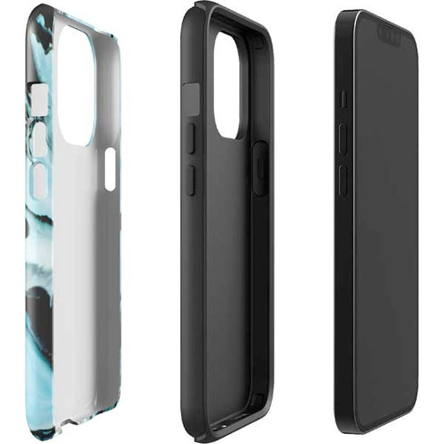 Aqua Blue Marble Ink iPhone 15 Pro Impact Case