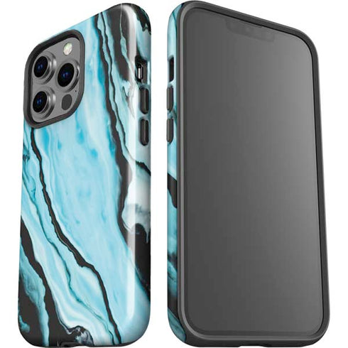 Aqua Blue Marble Ink iPhone 15 Pro Impact Case