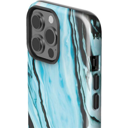 Aqua Blue Marble Ink iPhone 15 Pro Max Impact Case