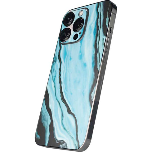 Aqua Blue Marble Ink iPhone 15 Pro Skin