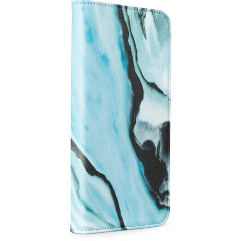 Aqua Blue Marble Ink iPhone 15 Folio Case