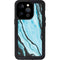 Aqua Blue Marble Ink iPhone 15 Pro Waterproof Case