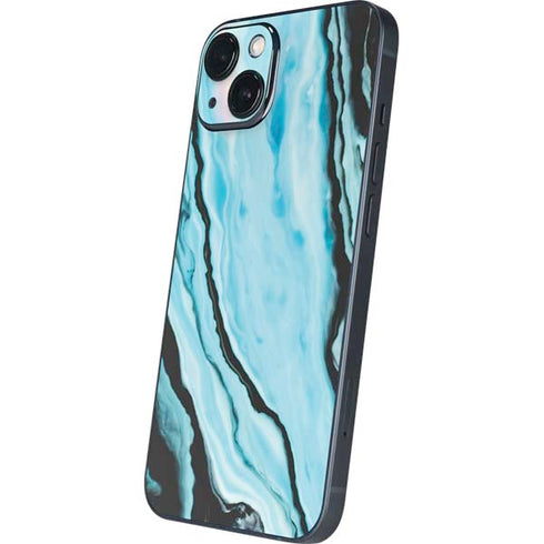 Aqua Blue Marble Ink iPhone 15 Skin