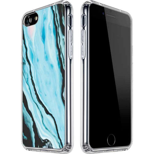 Aqua Blue Marble Ink iPhone SE (2nd & 3rd Gen) Clear Case