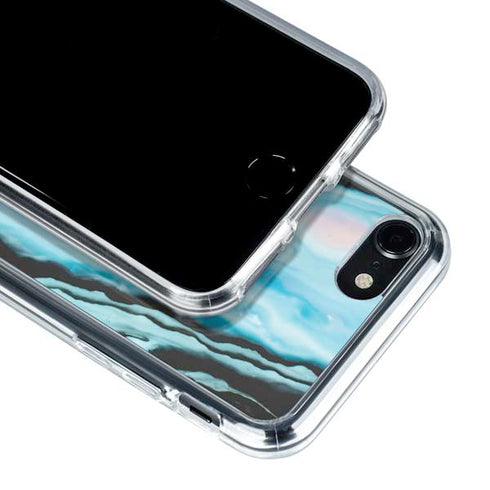 Aqua Blue Marble Ink iPhone SE (2nd & 3rd Gen) Clear Case