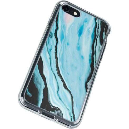 Aqua Blue Marble Ink iPhone SE (2nd & 3rd Gen) Clear Case