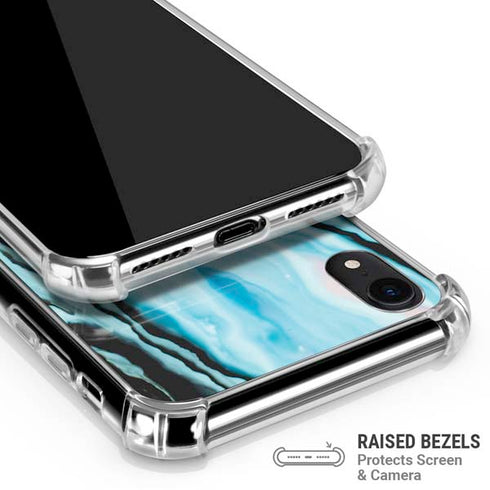 Aqua Blue Marble Ink iPhone XR Clear Case