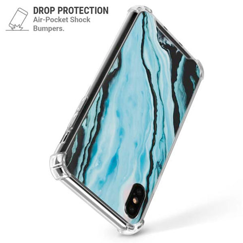 Aqua Blue Marble Ink iPhone XS Max Clear Case
