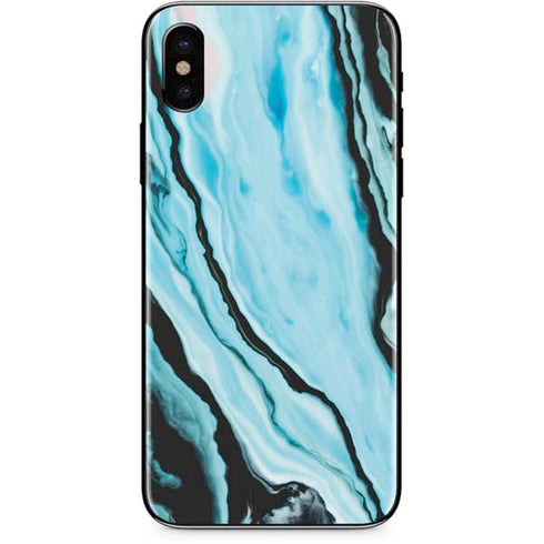 Aqua Blue Marble Ink iPhone XS Skin