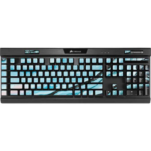 Aqua Blue Marble Ink K95 RGB PLATINUM Mechanical Gaming Keyboard Skin