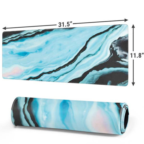 Aqua Blue Marble Ink Gaming Mouse Pad