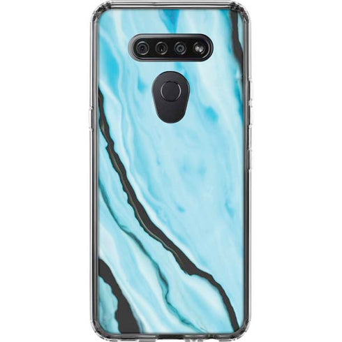 Aqua Blue Marble Ink LG K51/Q51 Clear Case