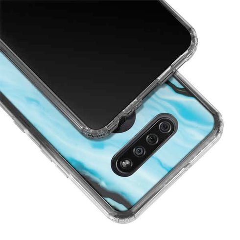 Aqua Blue Marble Ink LG K51/Q51 Clear Case