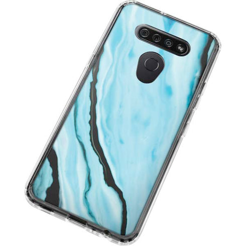 Aqua Blue Marble Ink LG K51/Q51 Clear Case