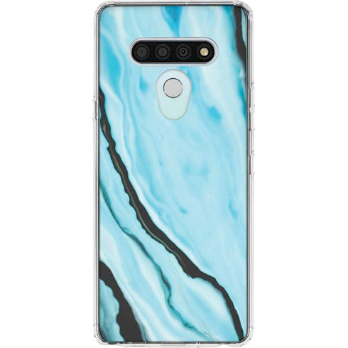 Aqua Blue Marble Ink LG Stylo 6 Clear Case