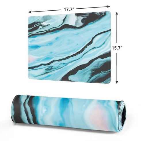 Aqua Blue Marble Ink Gaming Mouse Pad