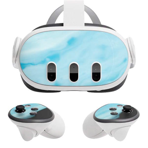 Aqua Blue Marble Ink Meta Quest 3 Skin