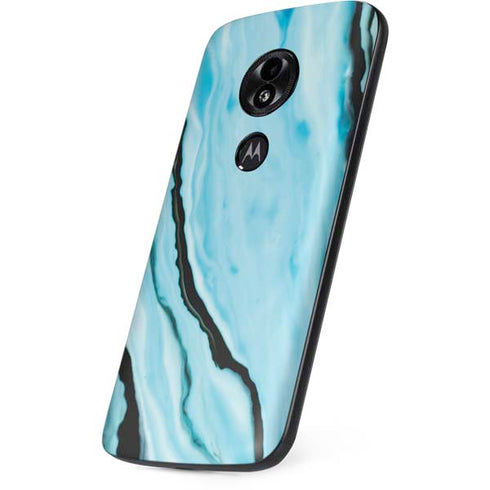 Aqua Blue Marble Ink Moto E5 Play Skin