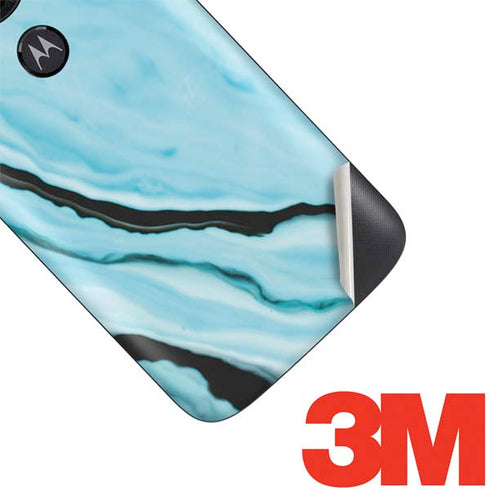 Aqua Blue Marble Ink Moto E5 Play Skin