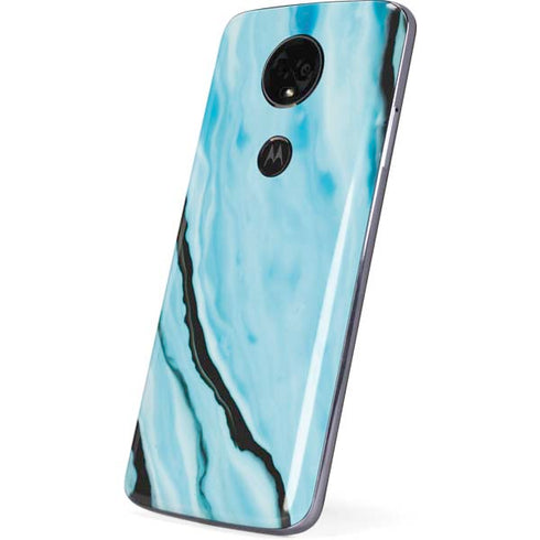 Aqua Blue Marble Ink Moto E5 Plus Skin