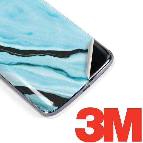 Aqua Blue Marble Ink Moto E5 Plus Skin