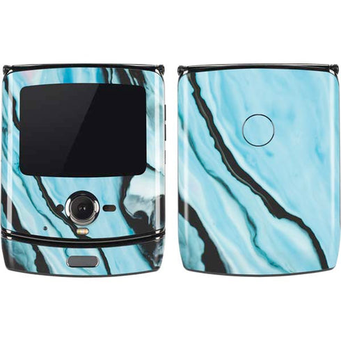 Aqua Blue Marble Ink Motorola RAZR Skin