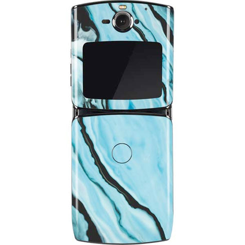 Aqua Blue Marble Ink Motorola RAZR Skin