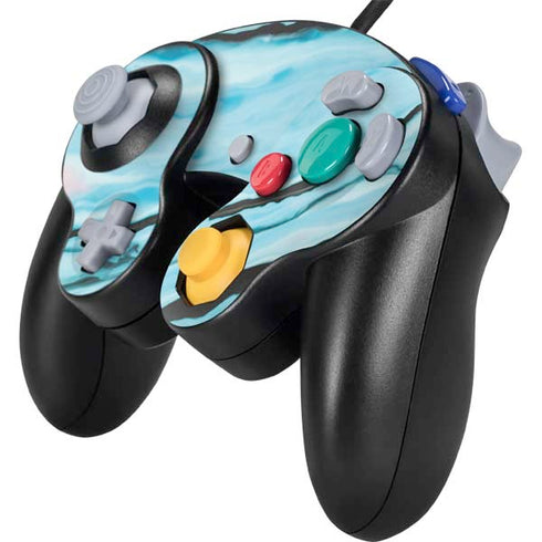 Aqua Blue Marble Ink Nintendo GameCube Controller Skin