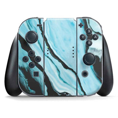 Aqua Blue Marble Ink Nintendo Switch (2017-2021) Joy-Con Controller Skin